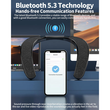 Smaloyd Bluetooth Speaker, Portable Wireless Neckband Speaker, Theater Stereo Surround Sound with Microphone, Wireless Speaker for Outdoor Sports