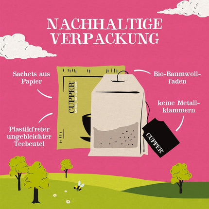 Cupper orgaanilise tee kinkekomplekt, teekomplekt, kingiidee, värviline teekarp 9 erineva sordiga, valitud taime- ja puuviljateede kollektsioon (1 karp, 45 teekotti)