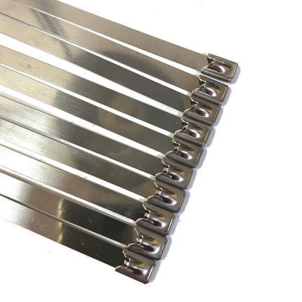 Roostevabast terasest kaablisidemed, metallist, merekindlad, 1 riiulil, 7,9 mm x 300 mm, 100 tk pakendis