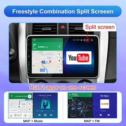Android 12 autoraadio navigatsiooniga, 10,1-tolline ekraan, sisseehitatud DAB+, Android Auto ja juhtmevaba Carplay, kahe DIN-iga raadio, autoraadio puutetundliku ekraaniga, Bluetooth, 8-tuumaline, 2G+32G ROM, WiFi, 4G GPS, AM/FM RDS, 2 DIN-i.