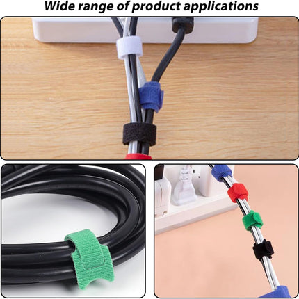 Reusable Cable Ties, Adjustable Multifunctional Cable Ties, Wire Organizer, Black Hook and Loop Nylon Cable Guide for PC Cable Management, Organizing Cables, TV,