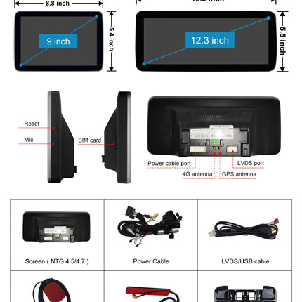Ninetomi Android 13 autoraadio 12,3-tolline puutetundlik ekraan koos juhtmevaba Carplay ja Android Autoga 2012-2015 Mercedes Benz ML GL W166 X166 jaoks koos NTG4.5/4.7 süsteemiga, Mirrorlinki toega, kaamera, 8G+256G