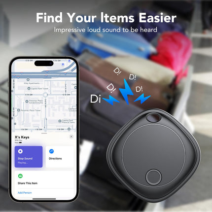 Nutikas õhusiltide jälgija 2 tk pakis, võtmeleidja, mis ühildub Apple Find My rakendusega (ainult iOS), IP67 veekindel, vahetatav aku, Bluetooth-võtmeleidja pagasi/kottide/kohvri/rahakoti jaoks
