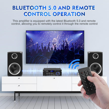HiFi võimendi BT-298A+ Bluetooth 5.0 mini stereo võimendi vastuvõtja 2 kanalit 40W x 2 digitaalne võimsusvõimendi helivõimendi FM-raadio, SD/USB-kaardi sisendiga kodu-/autokõlaritele