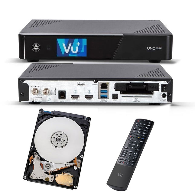 VU+ UNO 4K SE 1x DVB-S2 FBC kaksiktuuner 1TB kõvakettaga Linux vastuvõtja UHD 2160p