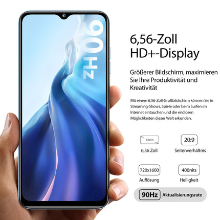OUKITEL C36 mobiiltelefon ilma lepinguta, 12 GB + 128 GB / 1 TB laiendatav, 5150 mAh 6,56" HD+ ekraan, Android 14, odav nutitelefon, 4G, kaheksatuumaline protsessor, 13 MP panoraamkaamera, kaks SIM-kaarti, 3 pesa, WiFi