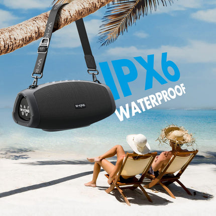 W-KING 120W Peak Bluetooth Speaker Large, IPX6 Music Box Speaker Bluetooth Party Boom Box, THREE Passive Radiators - Omnidirectional HiFi Super Bass/DSP/2 Woofers/42H/Power Bank/TF/AUX/EQ/Opener