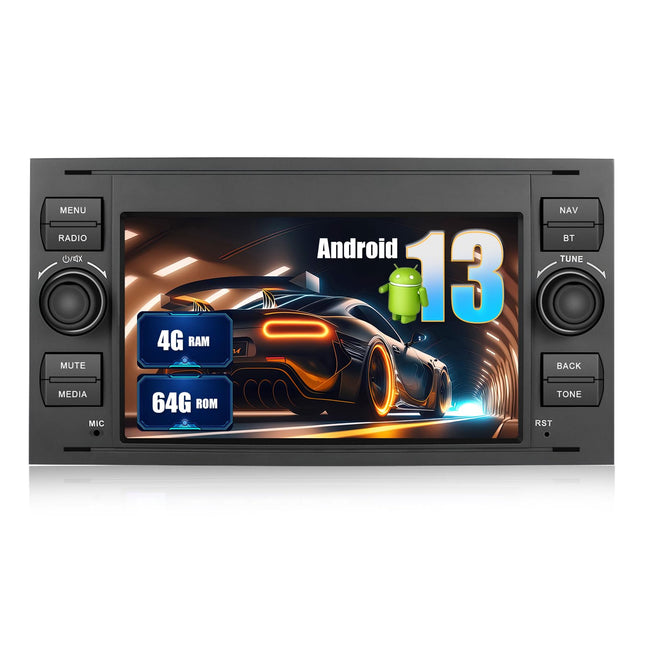 [4+64G] SIXWIN Android 13 autoraadio Ford C-Max/Galaxy/Connect/Fiesta/S-Max mudelitele koos Carplay/Android Auto/Mirrorlinkiga, 7-tolline mahtuvuslik puuteekraan WiFi, GPS, FM, Bluetooth