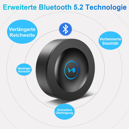 Bluetooth 5.2 receiver for stereo system, AUX Bluetooth adapter jack 3.5, lossless-level HiFi receiver for speakers, amplifier with RCA cinch, long range, HD audio, low latency