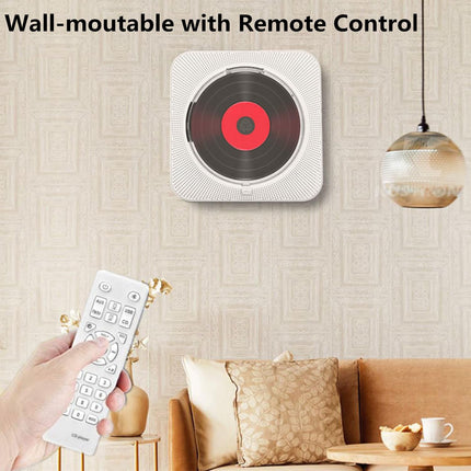 Adirigo CD Player with Bluetooth – Wall-mountable Music Player Home Audio Boombox with LCD Display and Dust Cover, Built-in HiFi Speakers with Remote Control FM Radio MP3