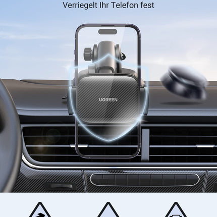 UGREEN mobiiltelefonihoidik iminapaga 360° autosse, 2-ühes universaalne mobiiltelefonihoidik autosse, ühildub iPhone 15 Pro Max Plus 14 13 Galaxy F34 S23 Ultra Huawei Mate 60 Pro Redmi K60 jne-ga (must)