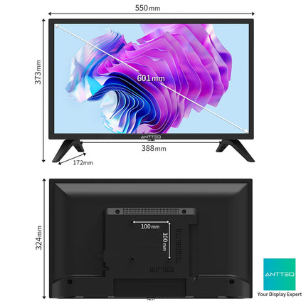 Antteq Essential Series TV 24 inch (60 cm) LED HD 720P TV, Dolby Audio, Triple Tuner DVB-C / T2 / S2, CI+, Hotel Mode, 2024