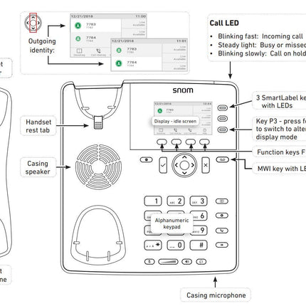 Snom D717 IP-telefon, SIP-lauatelefon (3 isemärgistavat funktsiooniklahvi, kõrglahutusega värviline TFT-ekraan, integreeritud valgussensor, PoE IEEE 802.3af), valge, 00004398