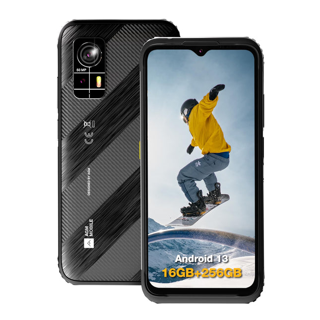 Üliõhuke lepinguta õuemobiiltelefon AGM H6, 16(8+8) GB RAM ja 256 GB ROM/512 GB, Android 13. Kerge veekindel nutitelefon 3 kaardipesaga, 6,56-tolline ehitusplatsi telefon, kahe SIM-kaardi pesaga/NFC/4G/IP68/IP69K