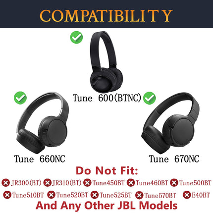 SOULWIT jahutava geeliga vahetuskõrvapadjad JBL Tune 600(T600BTNC 600BTNC)/660(T660NC 660NC)/670(T670NC 670NC) kõrvaklappidele, jääsiidist kangaga padjad, mürasummutav vaht