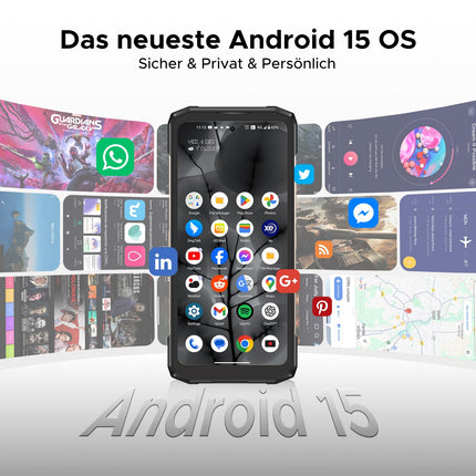 DOOGEE Blade 20 Turbo 5G AI Android 15 Outdoor Handy Ohne Vertrag, 10300mAh/33W, 32GB+256GB/TF 2TB Outdoor Smartphone, 50MP AI Kamera, 6.6" IPS Display, 3 Karten Dual 5G SIM/ IP68/ NFC/GPS/Face ID/OTG