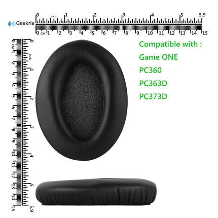 Geekria QuickFit proteiinist nahast vahetuskõrvapadjad Sennheiser Game ONE, Game Zero, PC360, PC363D, PC373D kõrvaklappidele, kõrvapadjad, peakomplekti kõrvapadjad, remondiosad (mustad)