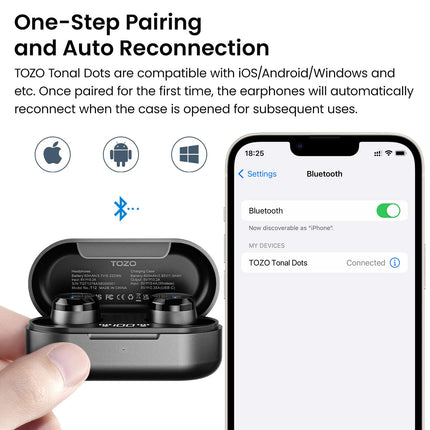 TOZO T12 Bluetooth kõrvaklapid, juhtmevabad Bluetooth 5.3, kõrvasisesed kõrvaklapid ENC kõnemüra summutusega, 55 tundi mänguaega, LED-ekraan, IPX8 veekindlus, rakenduse juhtimine - mustad