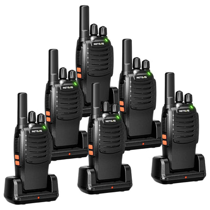 Retevis H777 Two-Way Radio, Walkie Talkie with Flashlight, One-Click Alarm, One-Click Frequency Binding, VOX, Robust, Type-C, Walkie Talkie for Adults for Security, Hotel (6 PCS, Black)