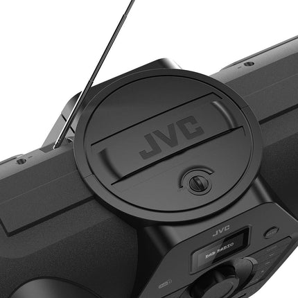 JVC Boomblaster RV-NB300DAB, 2 x 30 vatti, DAB+, FM, Bluetooth, CD, USB, liinisisend, kitarri ja mikrofoni sisend, kaugjuhtimispult