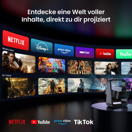 [Rakendusega integreeritud] Eeenfy nutiprojektor kaasaskantav, kodukino projektor 20 000 luksiga, 1080P tugi, E-fookus/Keystone'i korrektsioon, WiFi Bluetooth-projektor, väike välistingimustes kasutatav projektor mobiiltelefonile, värskendus 2025, must