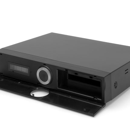 Xoro HRT 8772 kõvakettaga Full-HD DVB-T2 vastuvõtja (HEVC H.265 kaksiktuuner, Irdeto varjatud CA tasuta TV jaoks, ilma SATA kõvakettata FP pesas, HDMI, USB PVR valmis, S/PDIF optiline, MiniSCART, 12V) must