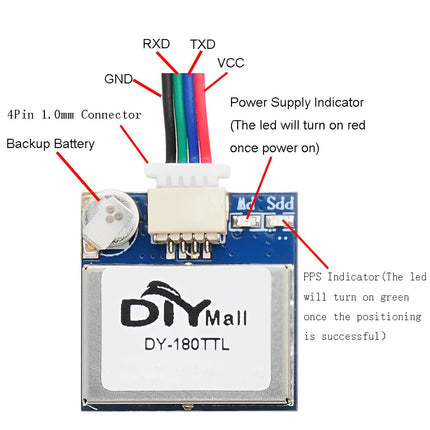 Geekstory DY-180TTL GPS Receiver Module Dual Glonass Navigation Module TTL Level 9600bps With Antenna for Arduino FPV Aircraft, Replaces BN-180