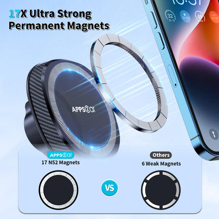 APPS2Car autotelefonihoidik Mag-Safe autotelefonihoidik automagnetiga iminapaga esiklaasile universaalne magnetiline iPhone'i autokinnitus, mis ühildub iPhone 15 14 13 12-ga