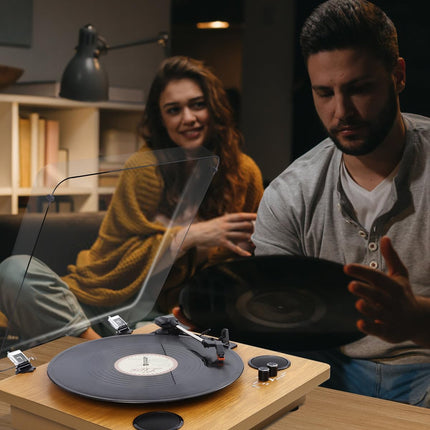 VIFLYKOO Record Player, Bluetooth Record Player with 2 Stereo Speakers, 3-Speed ​​33/45/78 rpm, Retro Record Player Supports Vinyl to MP3/Headphone Jack/AUX Input/RCA Output