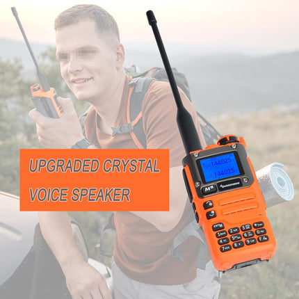 HYS Quansheng UV-K5(8) 5W kahe sagedusalaga raadiosaatja UV-K6(oranž) kõneraadio, laetavate akudega raadio, VHF UHF kahesuunaline raadio (G-konksuga kõrvaklapid kerge kõrvatropiga lisatarvikuga)