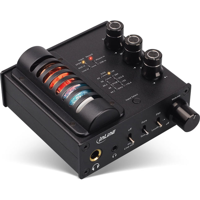 InLine 99207I AmpUSB-EQ, kõrglahutusega heli HiFi DSD kõrvaklappide lampvõimendi + ekvalaiser, USB DAC