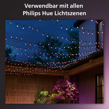Philips Hue Festavia ketivalgustid, valge ja värviline meeleolu, hämardatavad, 250 mini-LED-i, 20 m pikkused, veekindlad, ühilduvad Amazon Alexaga (Echo ja Echo Dot)
