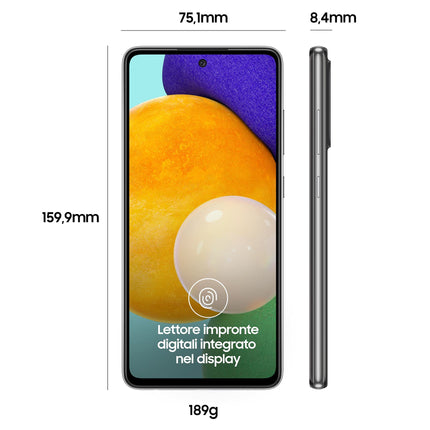 Samsung Galaxy A52 nutitelefon, 6,5-tolline FHD+ Infinity-O ekraan, 6 GB muutmälu ja 128 GB laiendatavat sisemälu, 4500 mAh aku ja ülikiire laadimine, must