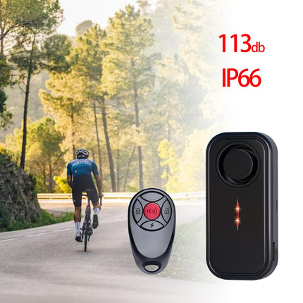 Vehicle detectable, 113dB bicycle alarm wireless vibration motion sensor waterproof bicycle motorcycle alarm with remote control