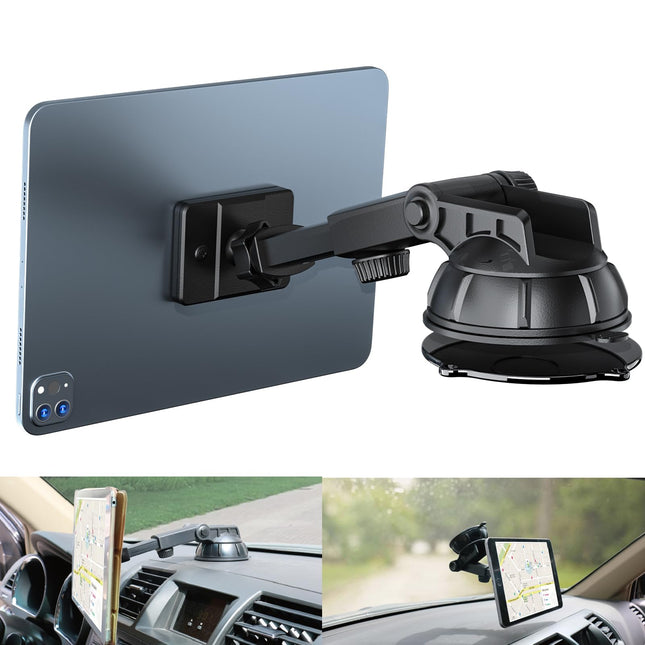 PLDHPRO autotelefoni ja tahvelarvuti magnetiline hoidik, armatuurlauale esiklaasile kinnitatav autokinnitus, 360° pööratav, TPU iminapaga kleepuv geel, iPhone'ile, iPadile, suurus 4"-13" tahvelarvutitele