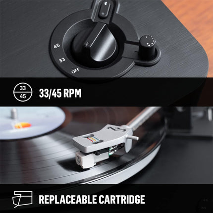 House of Marley Stir It Up juhtmevaba plaadimängija Bluetoothiga - jätkusuutlikult valmistatud plaadimängija, 33/45 RPM vinüülplaadimängija eelvõimendiga, Audio-Technica helipea, must
