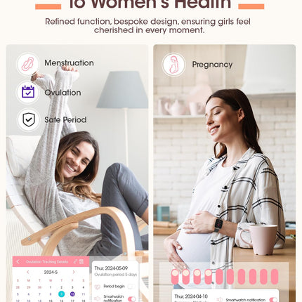 RUXINGX 2024 Smartwatch Women, 1.83" HD Wrist Watch with Phone Function Menstrual Cycle Heart Rate Sleep Monitor SpO2 IP68 Sports Watch Fitness Tracker Pedometer for iOS Android Rose Gold Black