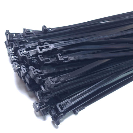100 tk korduvsuletavat kaablisidet 300 mm x 7,6 mm must lahtikäiv korduvkasutatav nailon korduvkasutatav UV-kindel