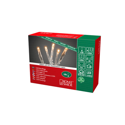 Konstsmide 6354-823 Micro LED light chain / for indoor use (IP20) / VDE tested / 24V internal transformer / 100 amber diodes / transparent cable