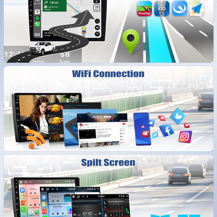 4G+64G CAMECHO Android 13 Car Radio with Navigation for Suzuki Swift 2003-2010, 8 Core 10 Inch Double Din Car Radio Touch Display with Carplay Android Auto Bluetooth FM/RDS Mirror Link DSP