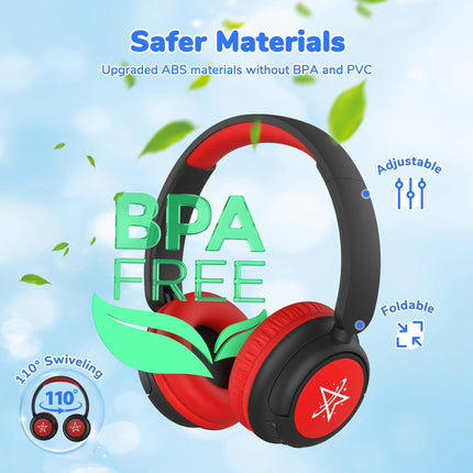 iClever Bluetooth headphones for kids, 60-hour battery life, 74/85 dBA volume limit, stereo sound, Type-C, Bluetooth 5.4, wireless over-ear children's headphones with microphone for tablet/travel