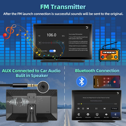 Podofo juhtmevaba CarPlay Android Auto kaasaskantav autostereo 9-tolline IPS puutetundliku ekraaniga autoraadio juhtmevaba automäng, Airplay peegli link/Bluetooth/navigatsioon/hääljuhtimine