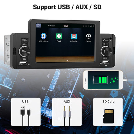 Hodozzy 1 DIN autoraadio, Carplay, Android Auto, 5-tolline puutetundlik ekraan, raadio, FM-raadio, stereo, Mirror Link, Bluetooth, USB/AUX-sisend, SD-kaardi pesa, juhtmevaba ...