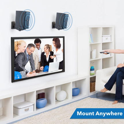 Mount-It! Universal Speaker Wall Mounts, 1 Pair, Side Clamp, Bookshelf Mount, Large or Small Speakers, 2 Brackets, 25 kg Capacity, Black (MI-SB37)