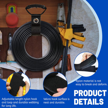 Realand Extension Cord Organizer with Handle, 3 Sizes, Hook and Loop Storage Straps for Garden, Water Hose, Cable Hanger, Garage Storage and Organization, 3 Pack