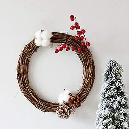 Rattan Wreath Wall, 3Pcs Willow Wreath Natural, Decorative Wreath Natural, Christmas Wreath Rattan, Door Wreath Rattan, Decorative Wreath Hanging, Door Wreath Wooden Wreath DIY for Table Decoration Wall Decoration Christmas Halloween, 10/20/30cm