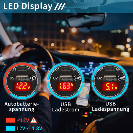 SOAIY 3-ühes universaalne autotelefoni hoidik, laadimisfunktsiooniga, 2 porti, QC3.0 PD, kiirlaadimisega USB autolaadija, 38W 12V/24V sigaretisüütaja toiteplokk, LED-pinge näidikuga nutitelefonidele