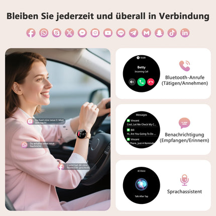 Blackview Smartwatch Women Men, 1.43'' AMOLED Screen, Virtual Always-On Clock, Fitness Watch with Phone Function, Make/Receive Calls, Sports Watch, Pedometer, Heart Rate Sleep Monitor, for Android iOS