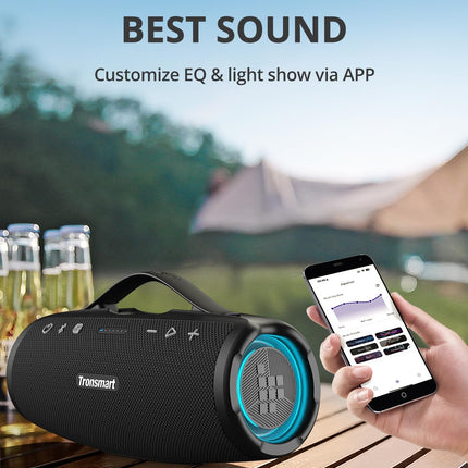 Tronsmart Mirtune S100 Bluetooth Speaker, IPX7 Waterproof, 5.3 Bluetooth, 20 Hours Long Battery Life Outdoor Party Speaker, Suitable for Beach, Outdoor, and Other Scenes (Black)