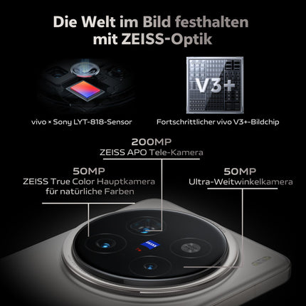 VIVO X200 Pro 5G nutitelefon, 16 GB muutmälu + 512 GB ROM, 6,78-tolline ZEISS Master värviekraan, 120 Hz, 50 MP ZEISS põhikaamera, 200 MP ZEISS APO telekaamera, 5200 mAh aku, IP68 + IP69, 3-aastane tootjagarantii